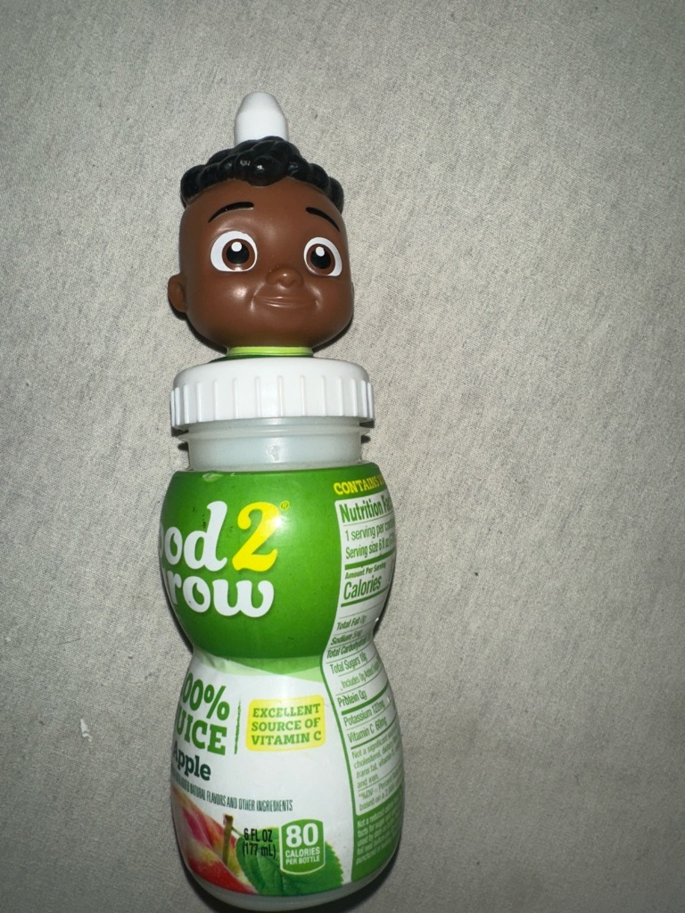 Vintage Collectible Cocomelon Apple 100% Juice Bottle with Brown Character Cap